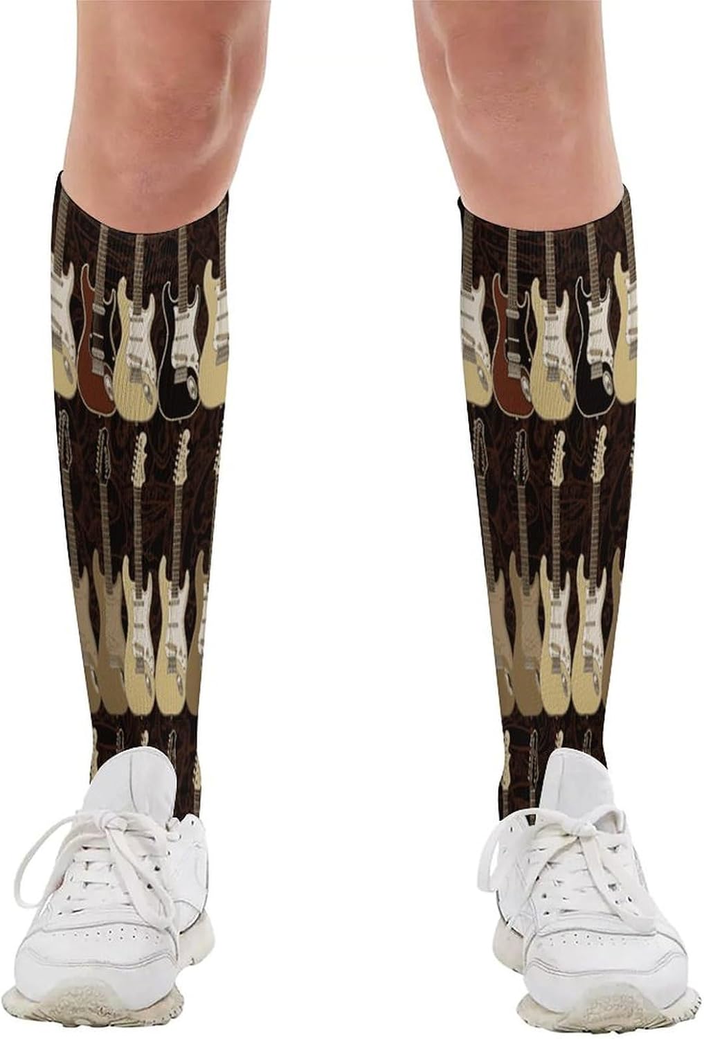 Art Guitar Pattern Crew Socks Calf Socks Athletic Crew Sock