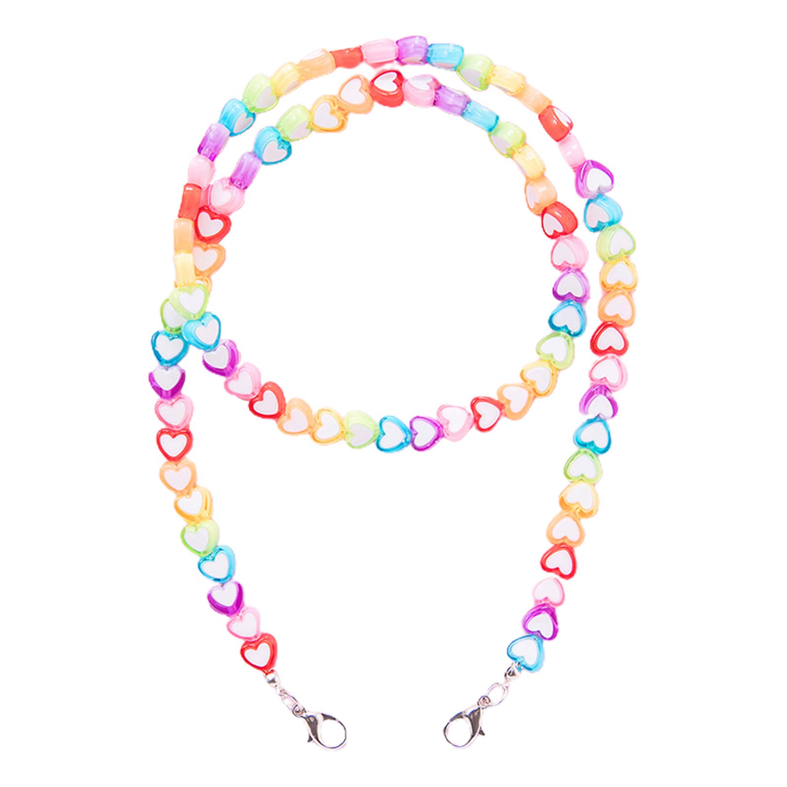 Kobeleen Kids Acrylic Rainbow Colorful Star Heart Beaded Chain Face Mask Holder Lanyard Eyeglass Anti-Lost Strap Necklace String Face Mask Holder Lanyard Strap