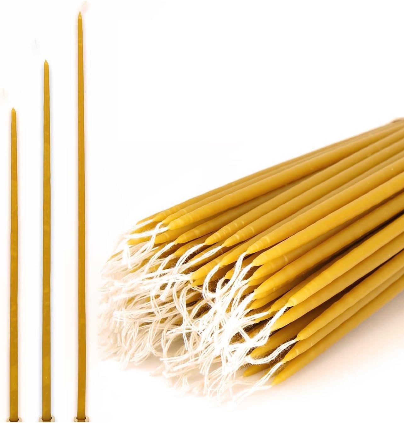 Pure Beeswax Orthodox Candles - Thin Church Tapers, Handmade, Hand Dipped, Natural Honey Aroma (150, Height: 9 inches (22cm))