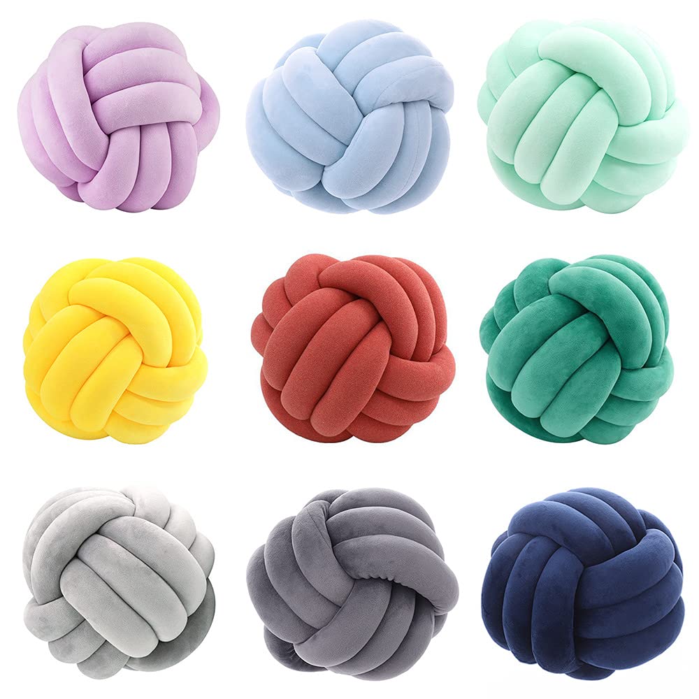 NatureMan Weiches Knotenballkissen, rundes Wurfkissen, Kinderzimmer-Dekoration, Plüschkissen, handgefertigtes rundes Plüschkissen, beruhigendes Stressabbau-Plüschtier, Durchmesser 28 cm (dunkelgrau)