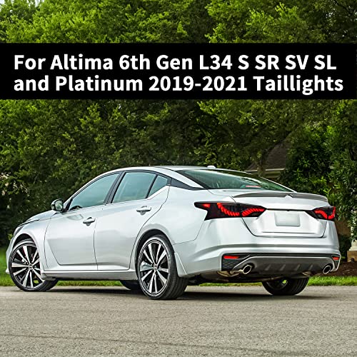 Archaic Led Tail Lights Compatible With Altima 6Th Gen L34 S/Sr/Sv/Sl/Platinum 2019 2020 2021, Rear Lamps W/Sequential Turn Signal Plug & Play Pair (Smoked) #TOP3