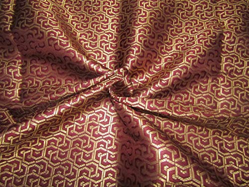 Tissu en brocart de soie au mètre, brocart bordeaux métallique 111,8 cm BRO702