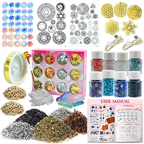 musykrafties Resin Art Pyramid Making Supplies Pack of 41 Kits Energy Generator Symbol, Mineral Stone, Metal, Wires, Filler