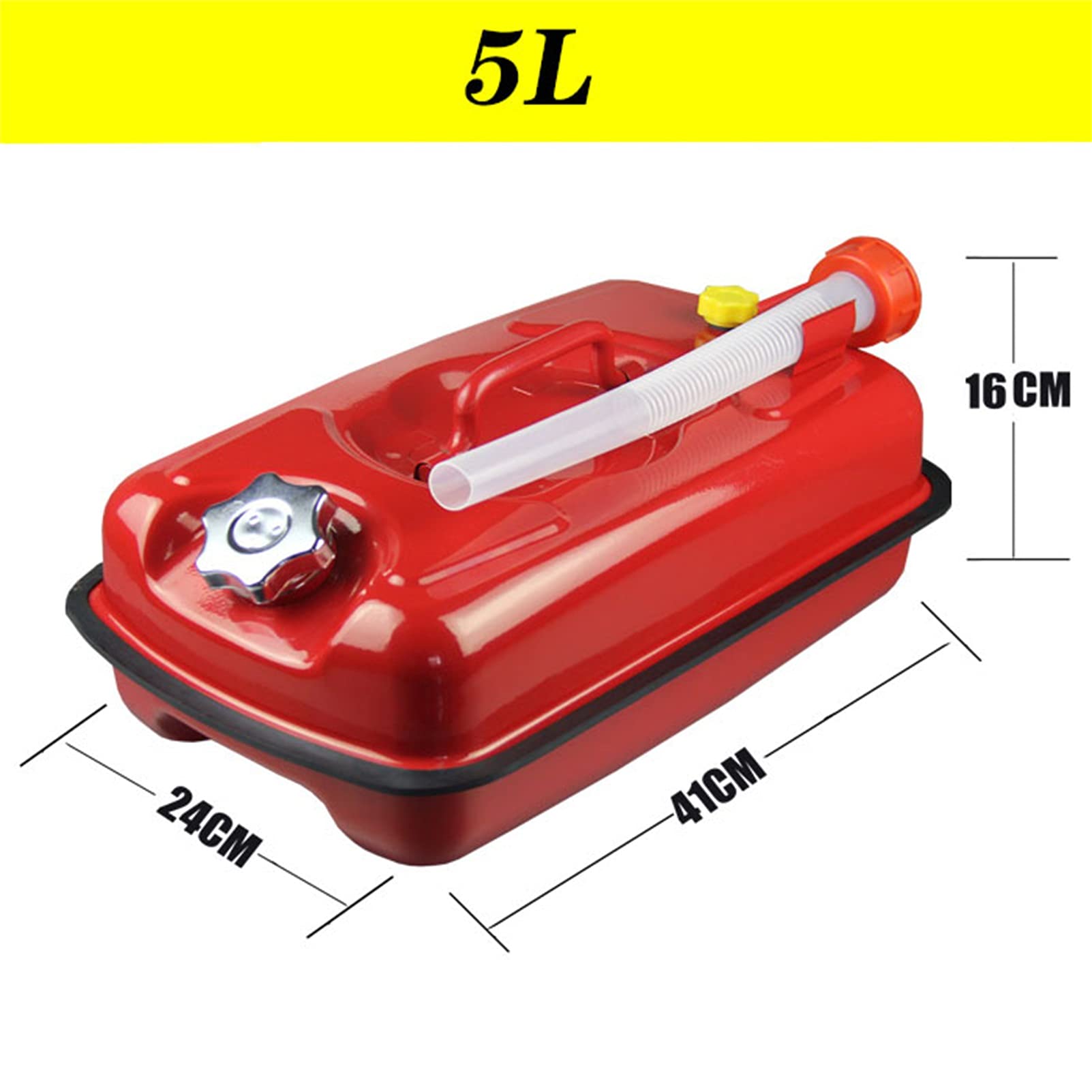 CGF- Taniche Carburante Tanica per Benzina in Metallo con beccuccio Flessibile in Metallo - per liquidi Benzina e gasolio - Approvata - con beccuccio - Ispezionata - Rossa (capacità 5L,10L,20L)