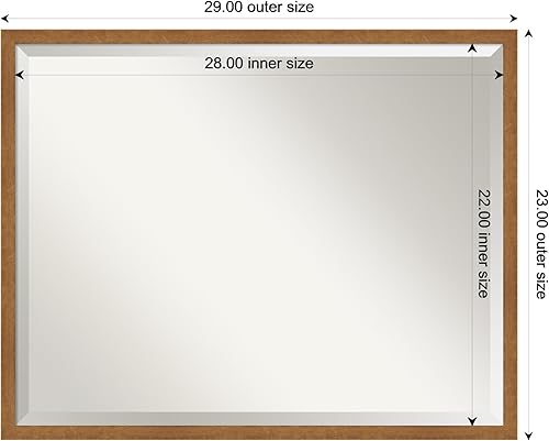 Miniatura 8 de Amanti Art Wood Bathroom Mirror, Carlisle Blonde Narrow Wall Mirror for use as Bathroom Vanity Mirror Over Sink (21 x 17 in.) Beveled Mirror, Brown