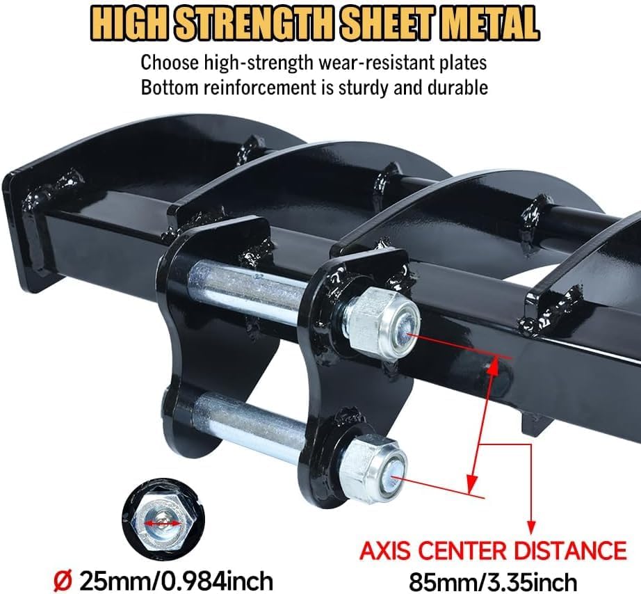 Mini Excavator Rake, Small Excavator Loosening Attachment for 1T-3.5T Mini Excavators with Quickly Clears Debris and Weeds，Span: 3.54in, Hole Diameter：0.98in, Center Distance：3.35in (Black)