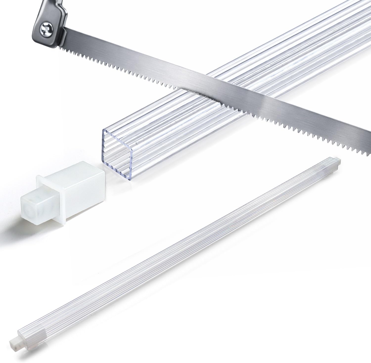 24 Inch Clear Acrylic Towel Bar Replacement Rod for Black Ceramic Holder, Square Spring Loaded Adjustable Insert, Transparent Plastic Bathroom Shower Towel Rack Pole, Cut to Fit, Easy Install