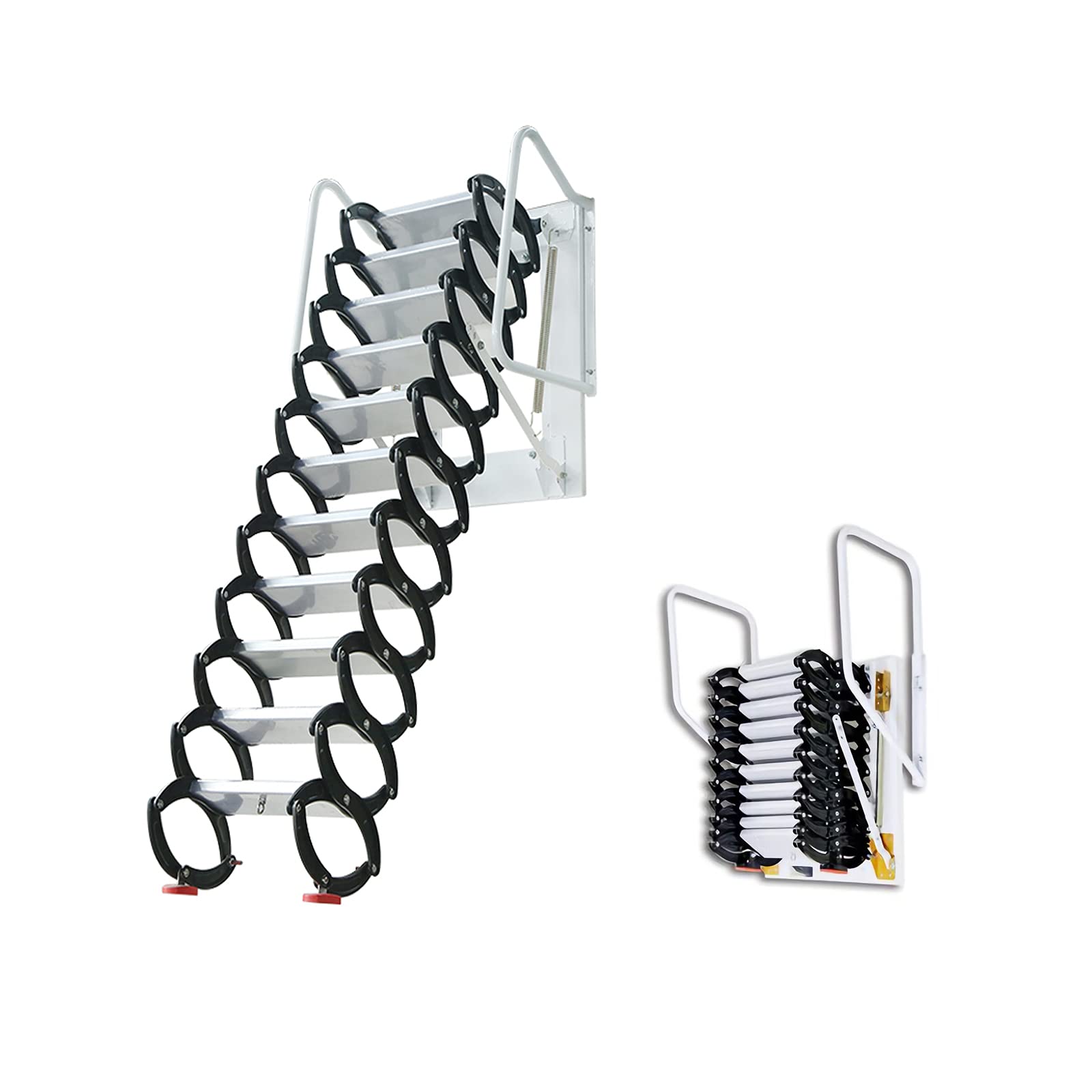 Buy INTSUPERMAI Attic Steps Pull Down 12 Steps Attic Stairs Alloy Attic