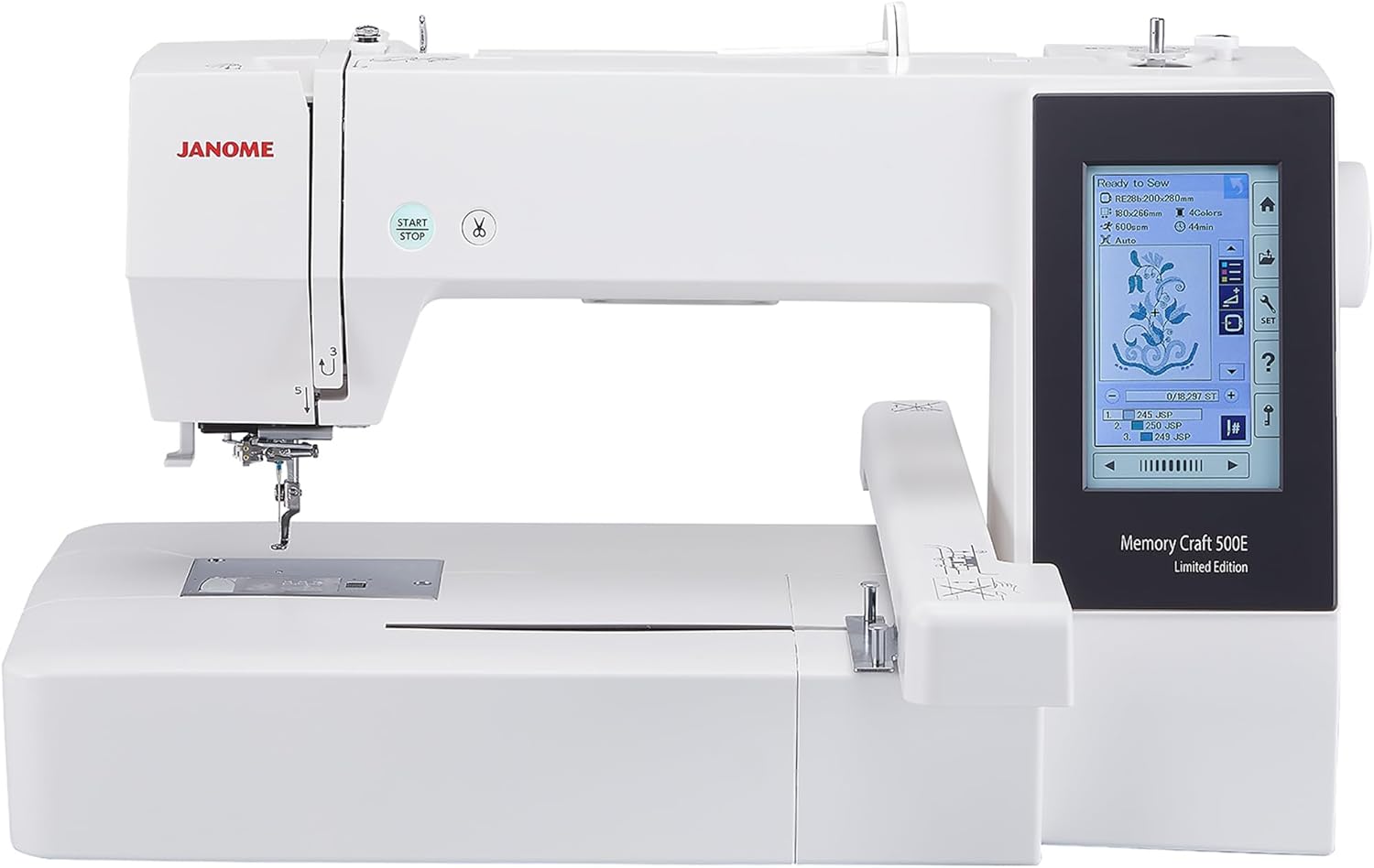 Janome Memory Craft 500E Limited Edition Embroidery Machine with FREE Bundle