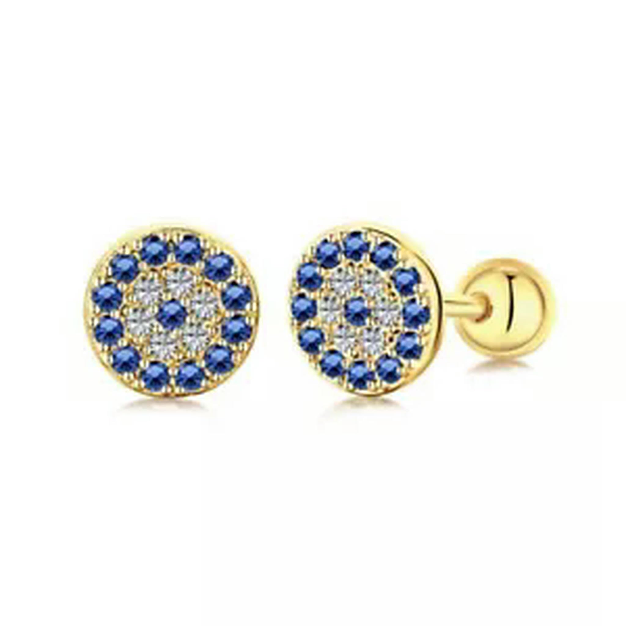 WZGWDC S925 Silber 5A Zirkonia Evil Eye Ohrstecker mit Schraubverschluss – Gold