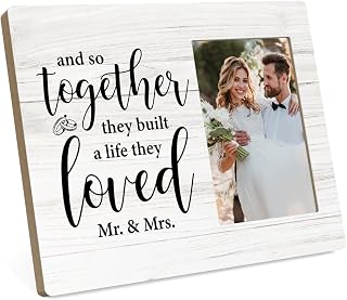 Wedding Gifts for Couples 2025, Bridal Shower Gifts for Bride to Be, And So Together They Built A Life They Loved Sign, Married Couples Anniversary, Wedding Picture Frame, Mr & Mrs Personalized Gift pictureframe
