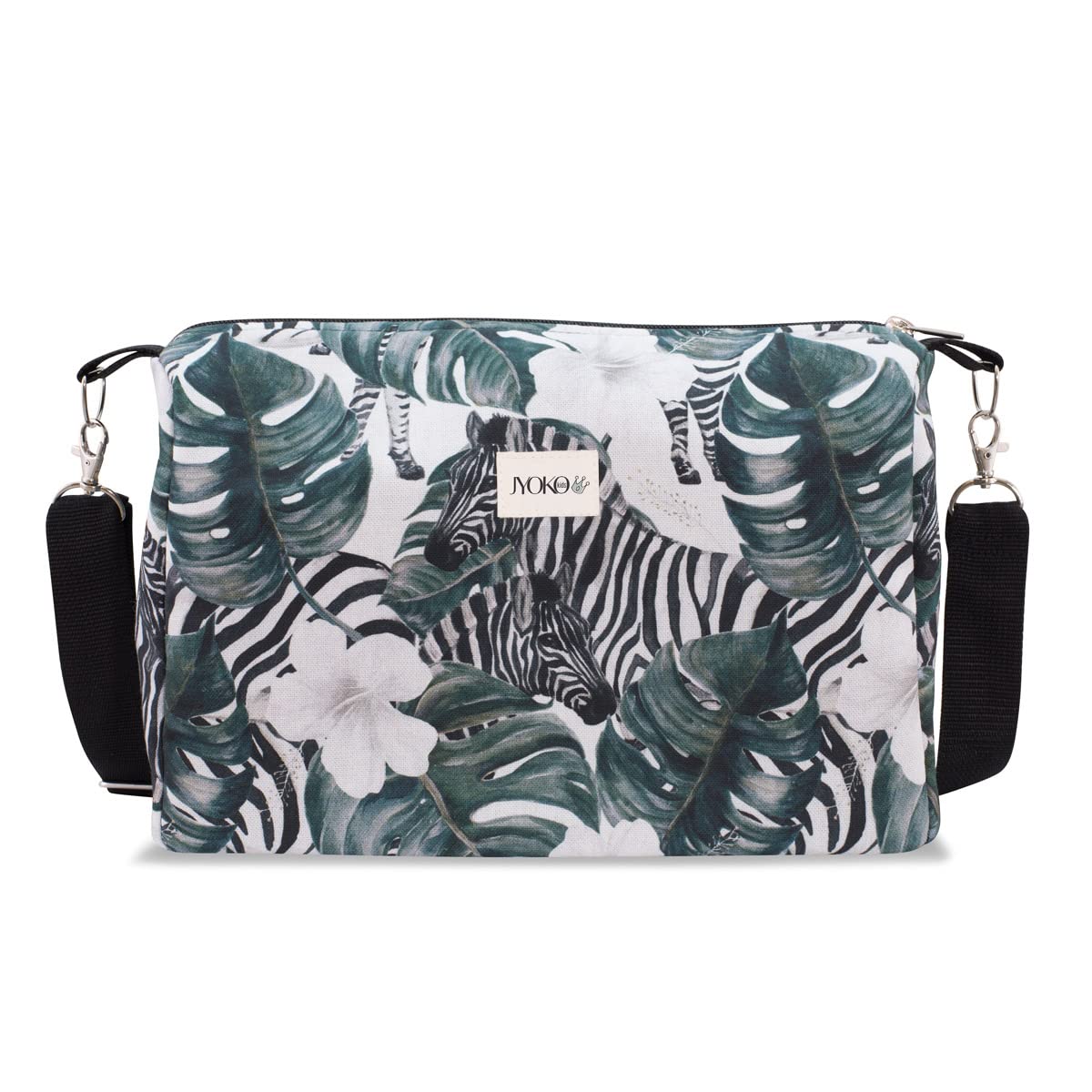 JYOKO KIDS Bolso Para Cochecito 30 X 20 X 10 Cm + Ganchos De Anclaje Regulables + Tira Asa Hombro Regulable, Múltiples Compartimentos Interiores, Base Rígida (Zebra Original)