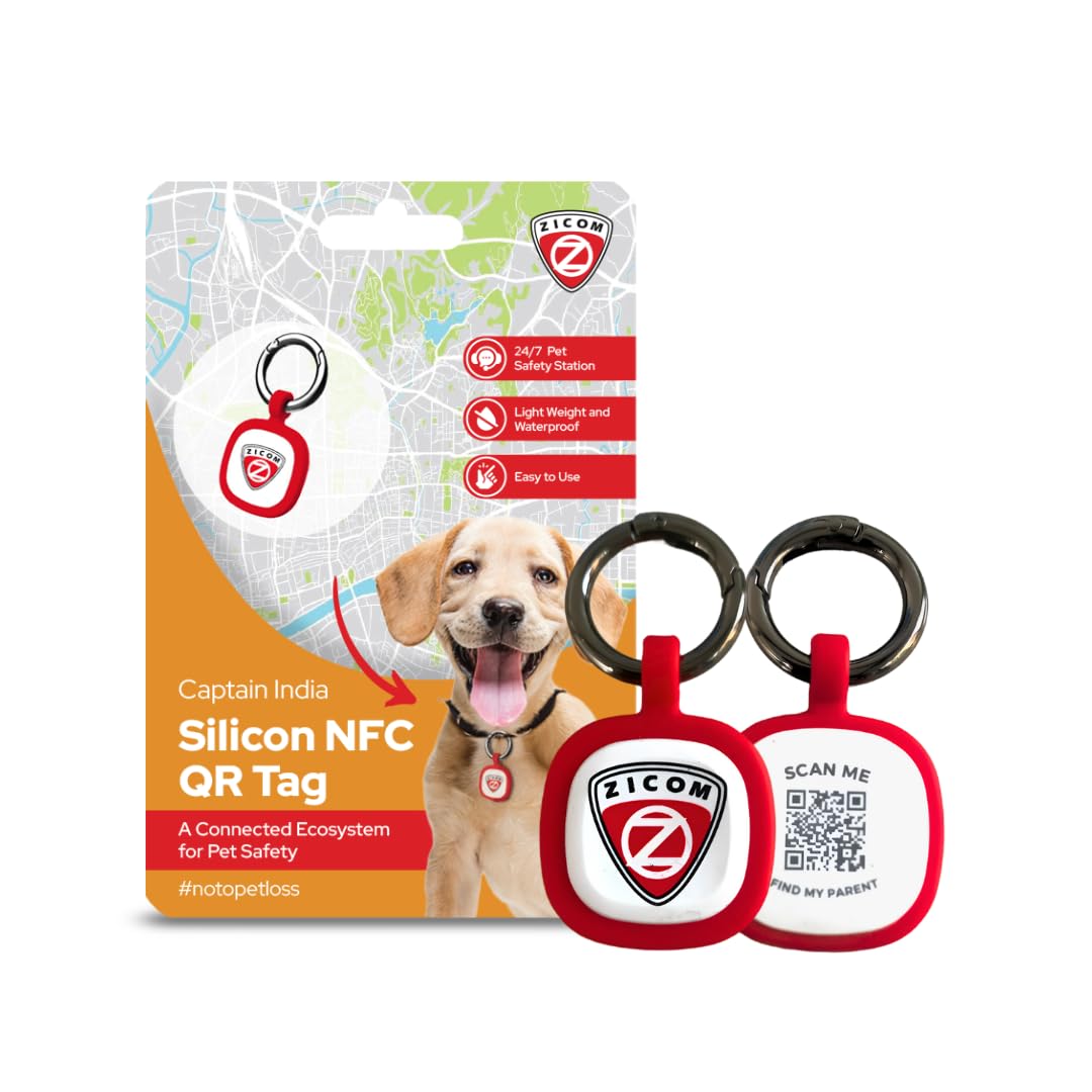 Captain India Pet Smart QR Tag (Silicon) - Passive Tracking for Cats, Dogs & Other Animals with Lifetime Free Subscription