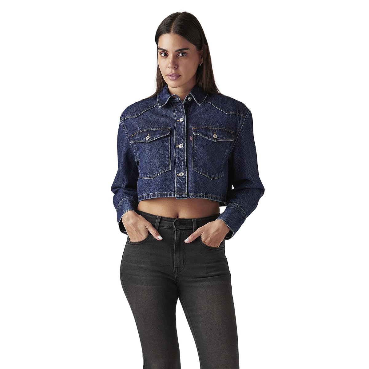 Levi's Women Levi's Women's Solid Navy Denim Jacket in navy