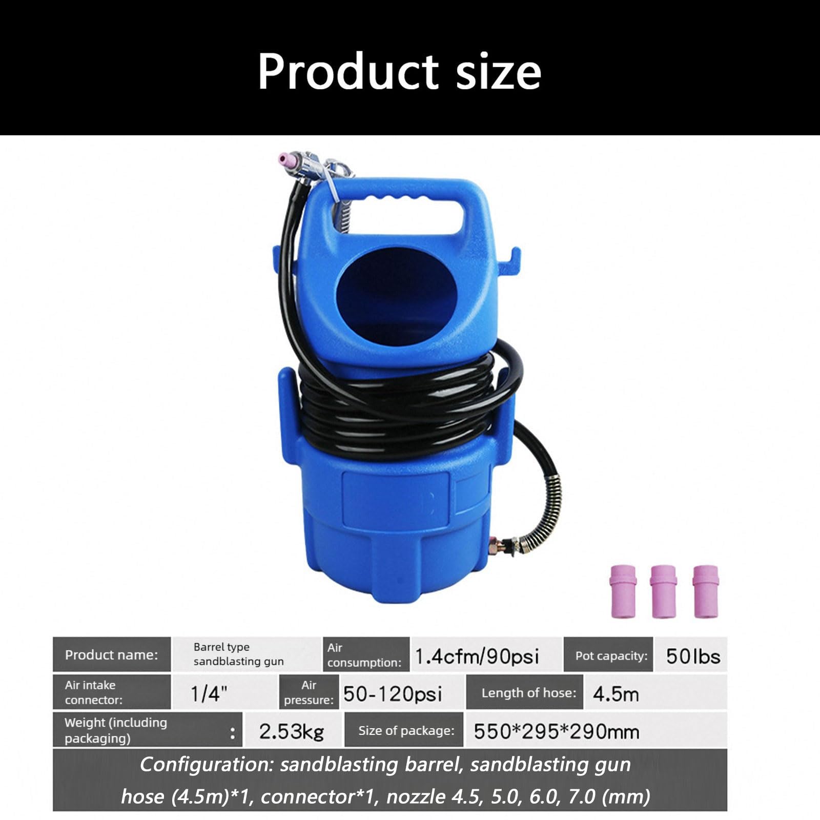 Herramienta de chorro de arena neumática profesional para óxido y eliminación de cuerpo de aluminio, agarre ergonómico, cuenta con opción de cuatro boquillas, fácil de manejar con chorro de arena