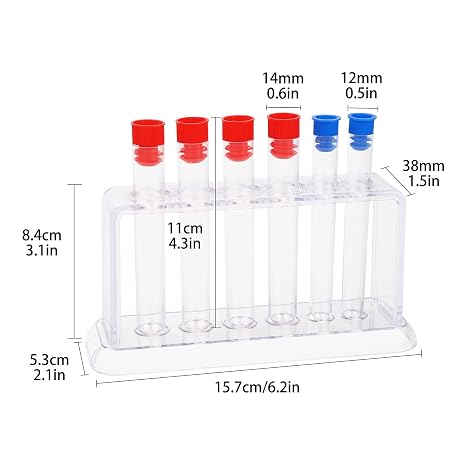 Jodsen 6 Pcs Test Tube,Clear Test Bottle Rack,100ml Capacity Transparent Sealing Candy Storage Container Tube with Lids,Test Tube Holder,Centrifuge Tubes for Bath Salt Vials, DIY Craft (Shape A)