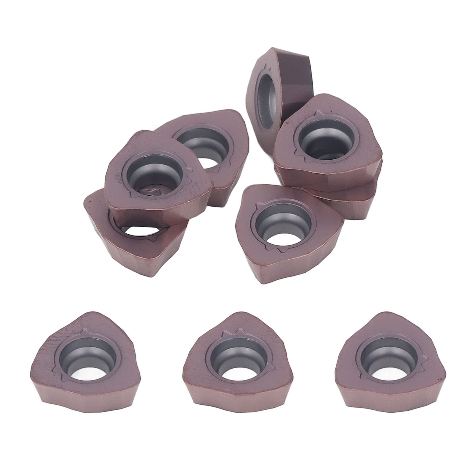 10 Piezas Insertos de Torneado de Carburo Recubierto con Estuche de Almacenamiento para Torno Acabado y Desbaste CNC - Cortadores de Carburo Bronceado para Acero, Hierro Fundido y