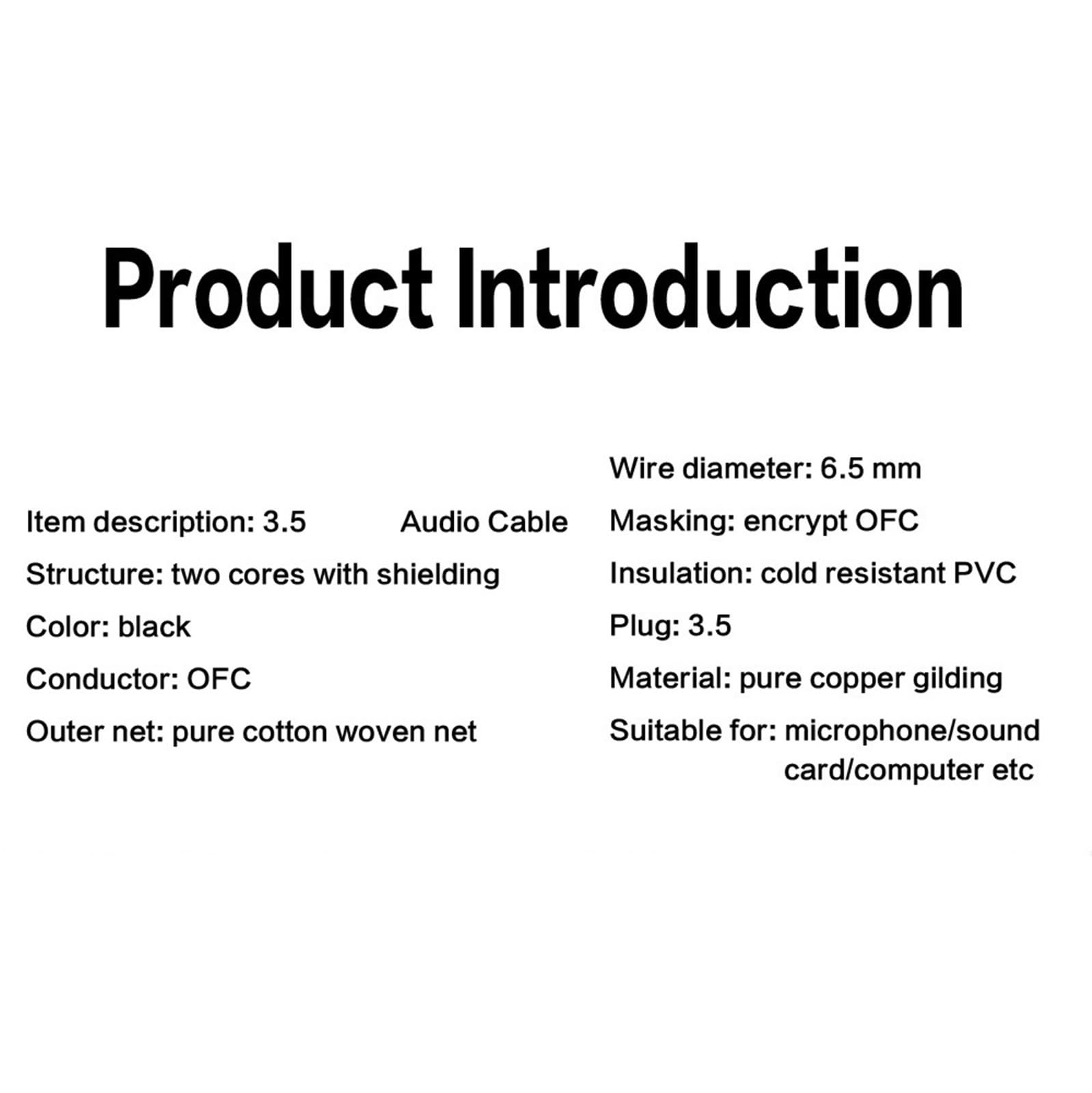 Cavo audio HiFi for microfono da 3,5 mm for telefono, amplificatore, mixer, console di missaggio, jack femmina, cavo AUX for(1 Meters)
