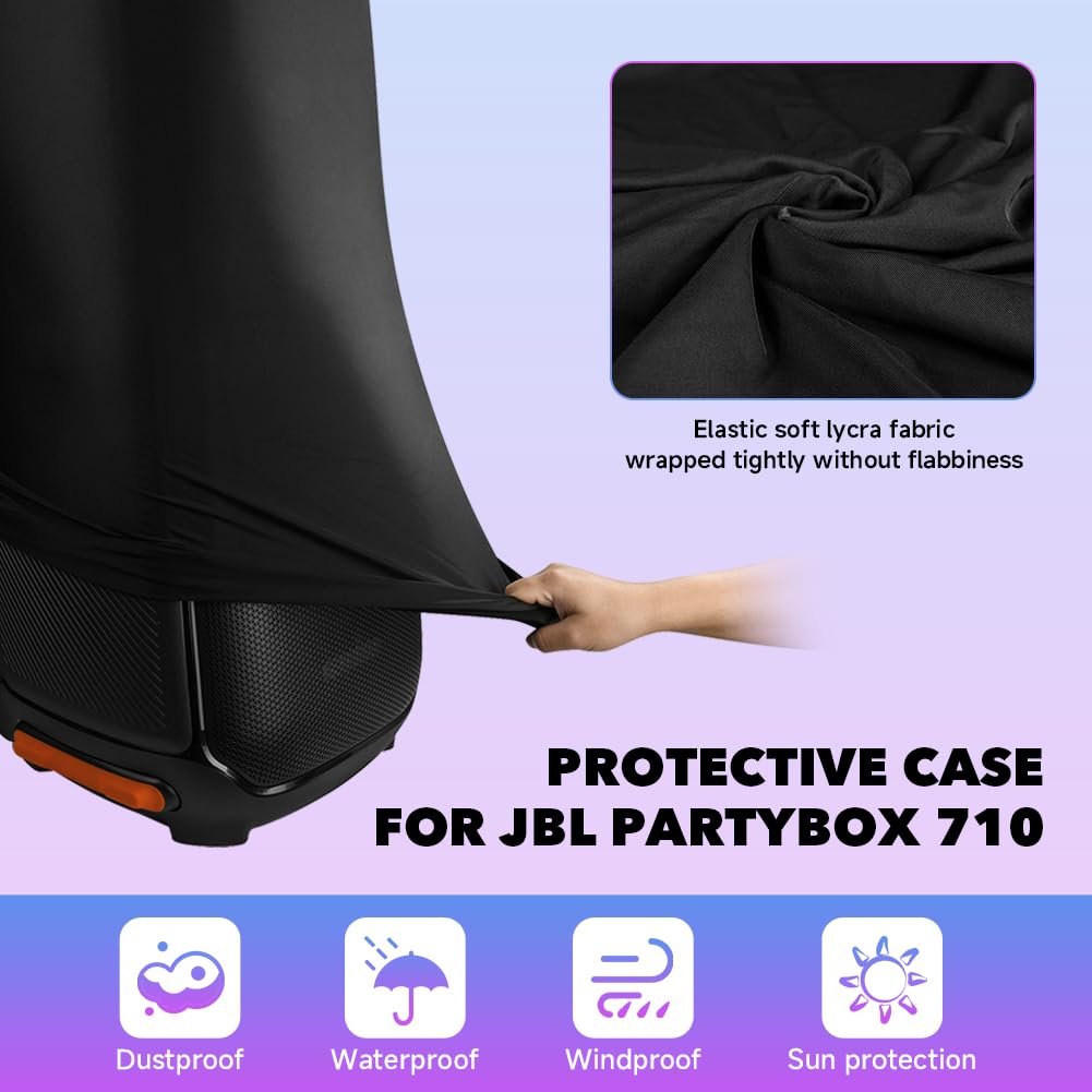 PartyBox 710 Etui na głośnik, Pokrowiec ochronny dla JBL PartyBox 710 przenośnego głośnika imprezowego, Miękki elastyczny pokrowiec ochronny Lycra