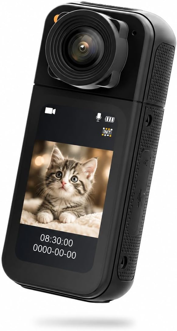 1080p Mini Body Camera, Wearable Body Worn Action Camera with 1.47" Screen