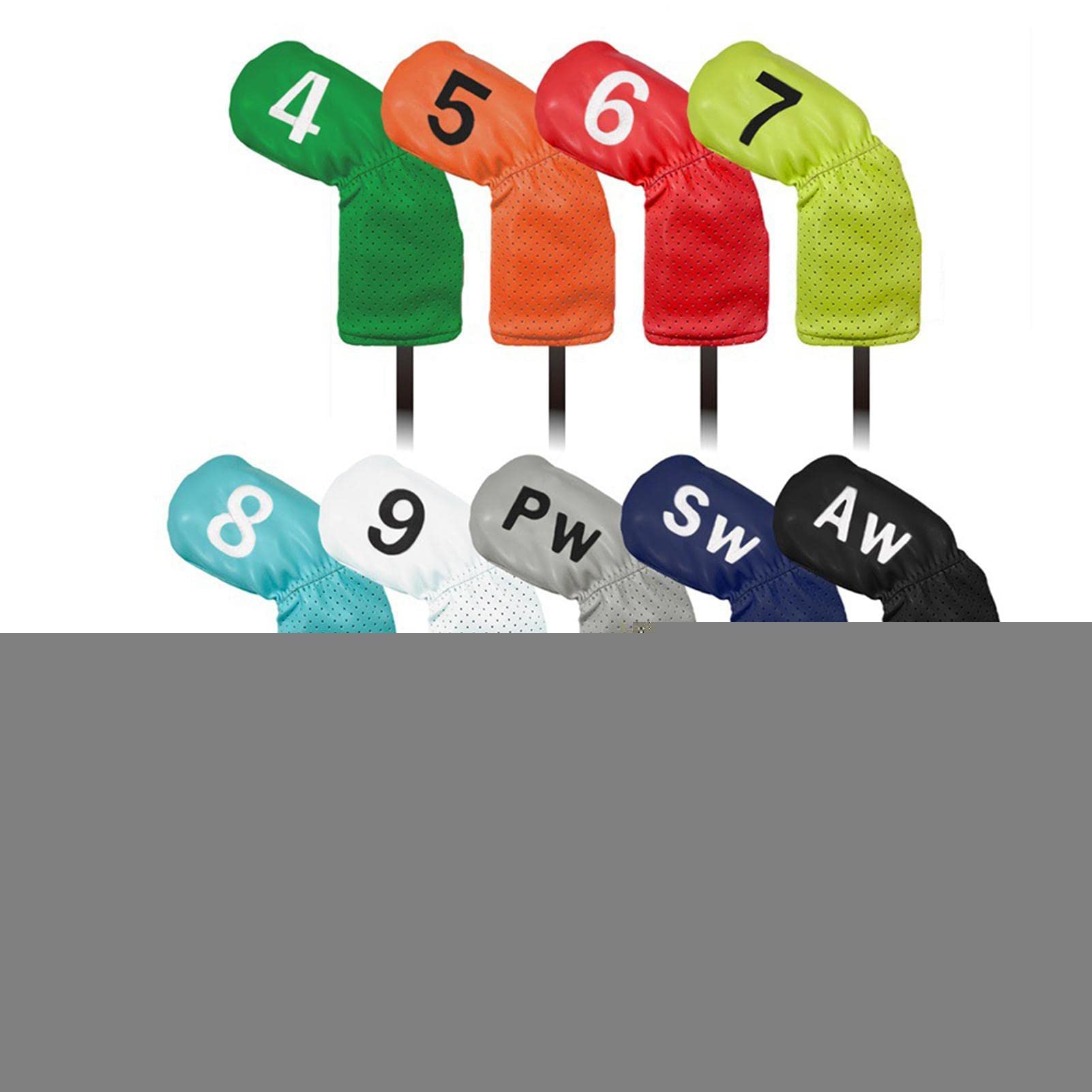 Iron Head Covers 9 housses clubs golf en fer | 9 capots clubs golf imperméables brodés en polyuréthane compatible avec la plupart des marques