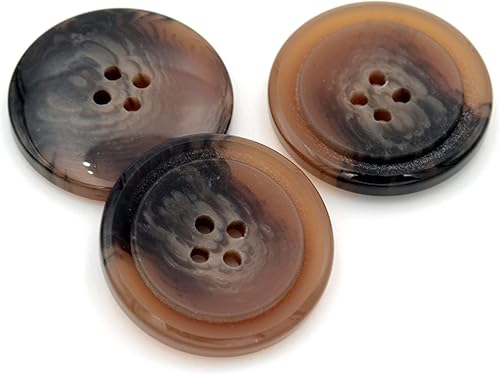 20 botones redondos de costura de 4 agujeros para manualidades, broches de resina para blazer, camisas, accesorios de bricolaje (marrón, 0.98