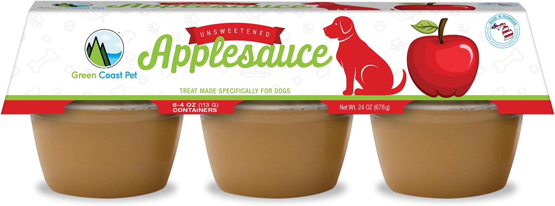 Green Coast Pet Unsweetened Applesauce for Dogs (6 Pack) Pet Supplies