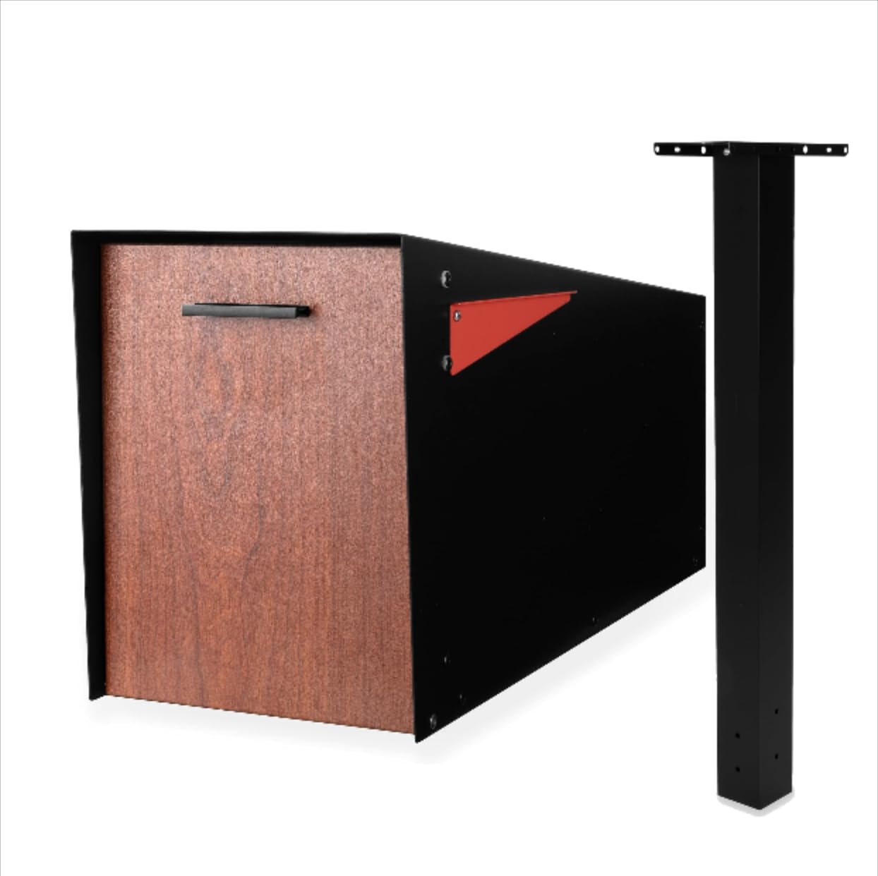 Large Coat Box Ilyapa Curbside Mailbox With Post - Black \u0026 Dark Wood Grain  Steel Mailbox Set Mailbox Insert For Brick, image size:1244x1242