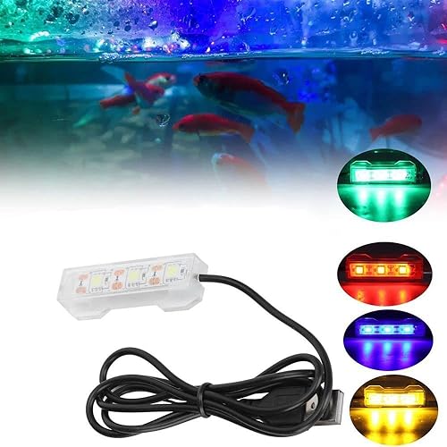 Miniatura 7 de Luz LED pequeña para acuario, luz LED multicolor para pecera, para plantas de agua dulce, accesorios de acuario (luz amarilla)