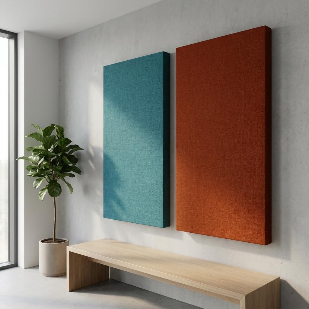 Pannello Fonoassorbente Rettangolare, Fibra di Poliestere Ignifugo, 5cm Spessore, Parete e Soffitto, 50x50cm e 100x50cm (Acquamarina, 100x50)