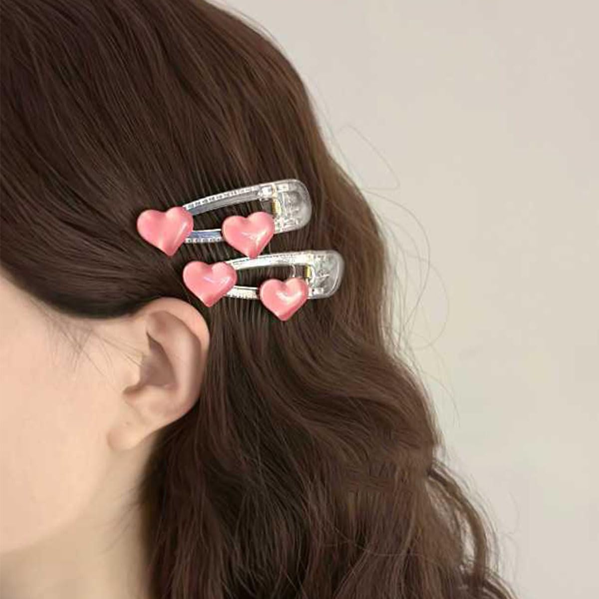1 pair of jelly heart hair clips with a girlish and niche design, featuring bangs and side hair accessories