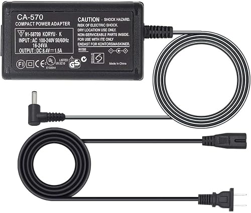 CA-570 AC Adapter Charger Compatible with Canon XA25,XA10,XA-20,XA30,HG20,XH-A1,XA-30,Vixia HF100, XA11,HF G20,Vixia HG21,Vixia HFM31, Vixia HF G20,FS200,FS3000,ZR60,HV30,HV20,HV20A,HV40