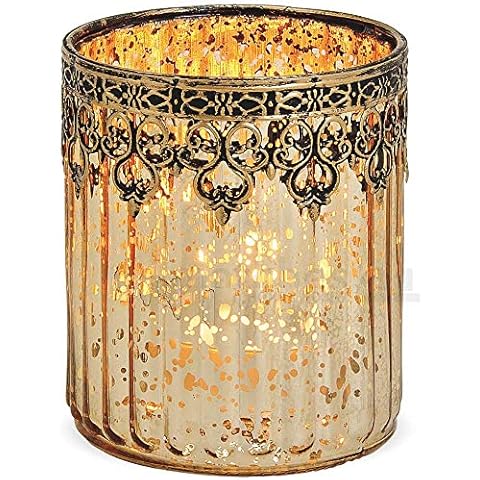 Portavelas de cristal oriental marroquí dorado antiguo Cover