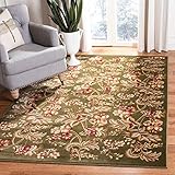 SAFAVIEH Lyndhurst Collection Area Rug - 9' x 12', Sage, Traditional Floral Design, Non-Shedding & Easy Care, Ideal for High Traffic Areas in Living Room, Bedroom (LNH326B)