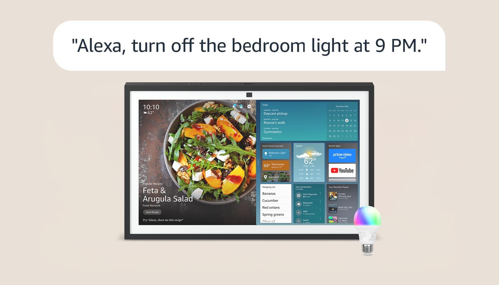 Echo Show 21 with Amazon Basics Smart Bulb