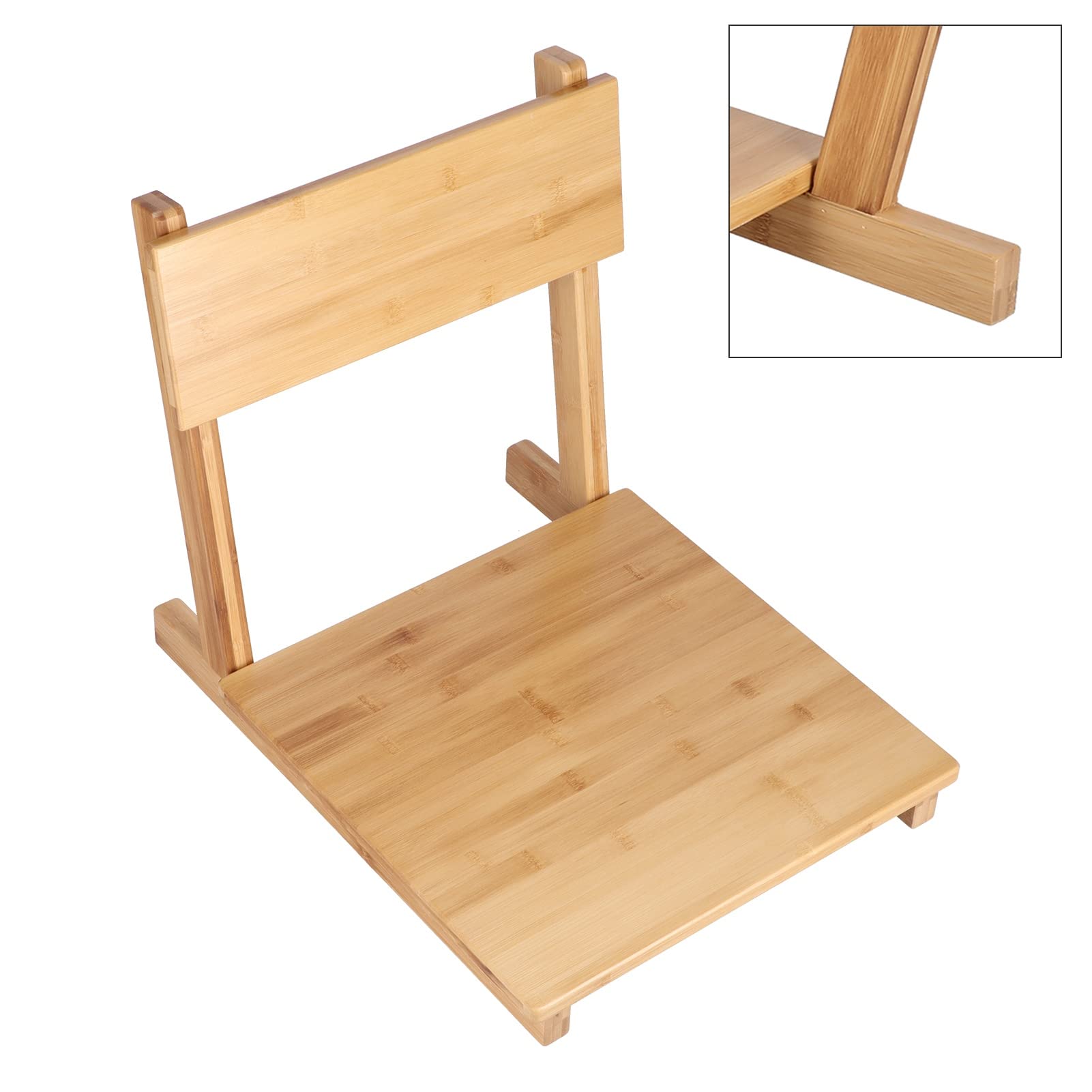 Tatami Stuhl aus hochwertigem Bambus, glatt poliert, neigbare Rückenlehne, japanischer Zimmerstuhl für traditionelle und moderne Räume, ergonomisch, langlebig, Holzfarbe Originalfarbe, i