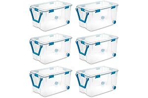 Sterilite 120qt Gasket Box with Wheeled Rolling Storage Container and Secure Latch Lid