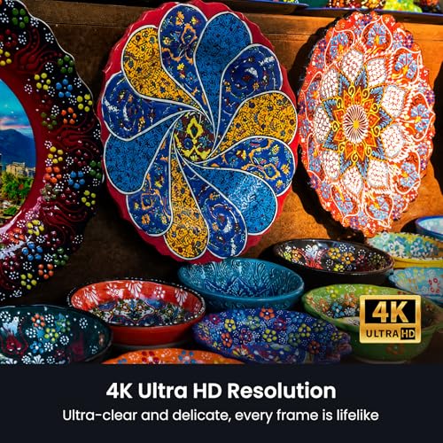 Image of HAPPRUN 3000 ANSI Lumens Outdoor Projector with Official Google TV, 4K Supported Smart Movie Projector, Dolby Audio, Auto Focus & Keystone, WiFi 6 and Bluetooth for Indoor & Outdoor Movies,Black