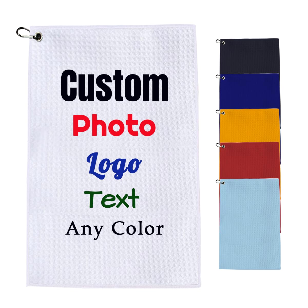 Personalized Golf Towels with Photo,Custom Microfiber Towel for Golf Bags with Clip 16"x24",Customized Picture Text Monogram Name, Accessories for Men Women Birthday Gifts for Golfer Fans Lover