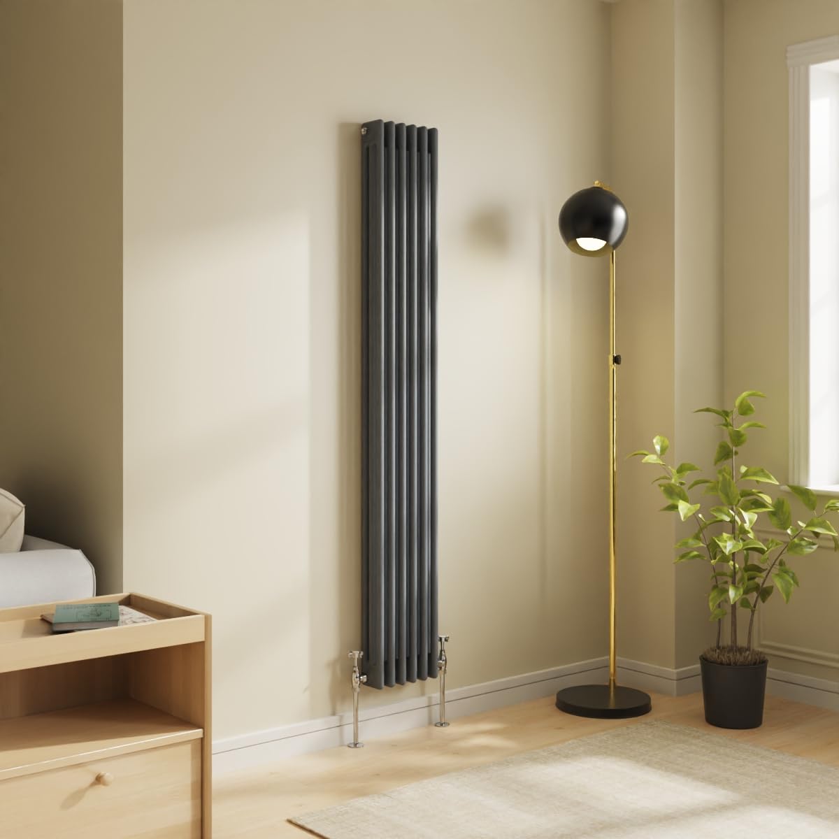 NRG 1800x290 Traditional Colosseum Cast Iron Bathroom Radiator Anthracite 3 Panel โ image 1