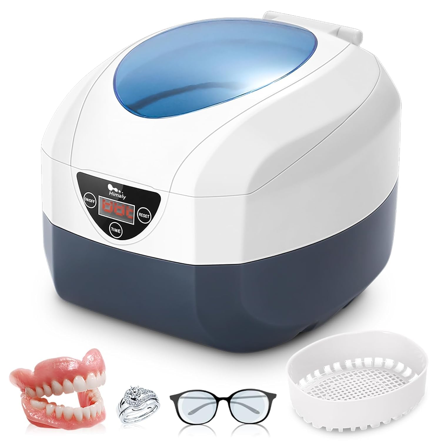 himaly Pulitore ad Ultrasuoni, 750ML Lavatrice ad Ultrasuoni Professionale per Gioielli，Pulizia di Occhiali, Gioielli, Orologi, Anelli, Collane ECC