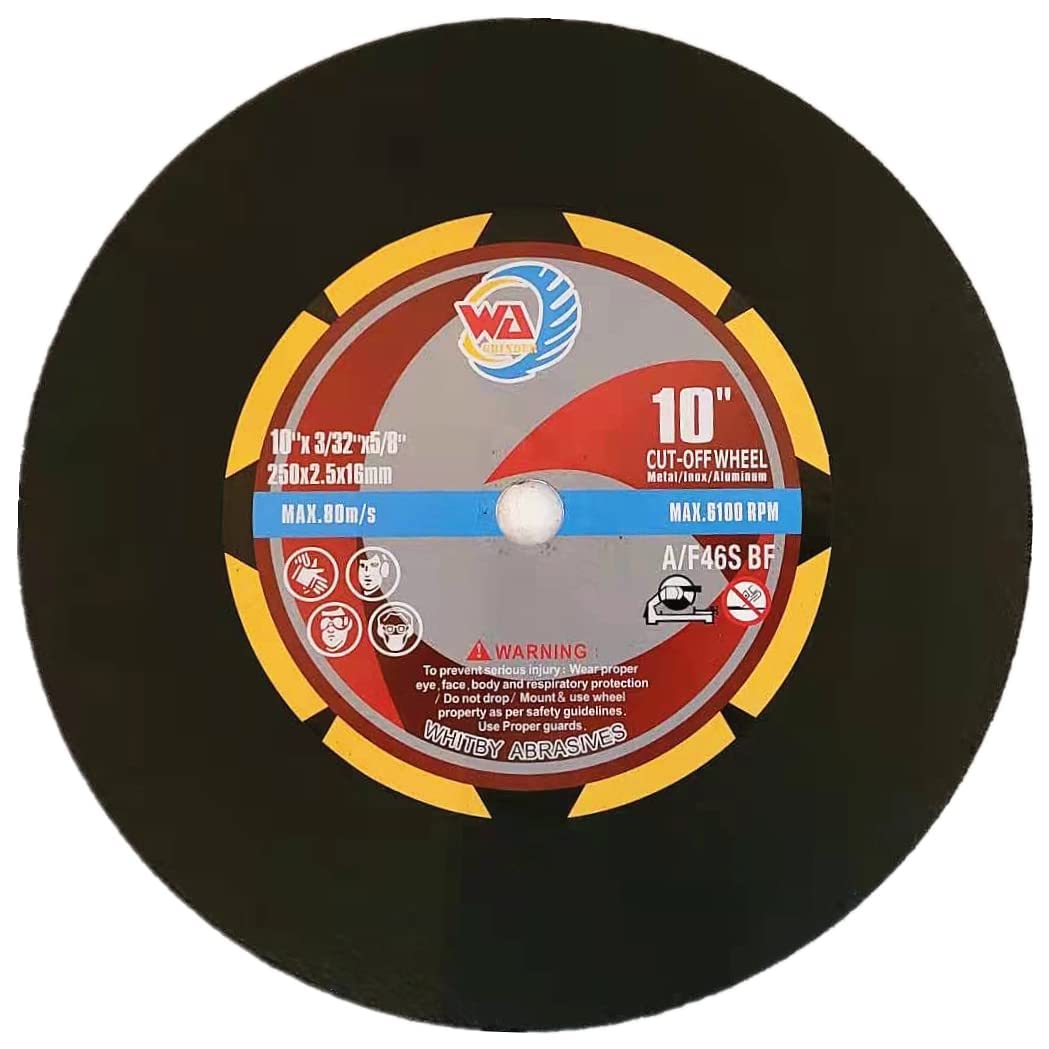 WA 10PACK - 10" x3/32 x5/8" Thin Cut-Off Wheels for General Purpose Metal and Stainless Steel Chop Saw Cut-Off Discs, 250x2.5x16mm, MAX 6,100 RPM