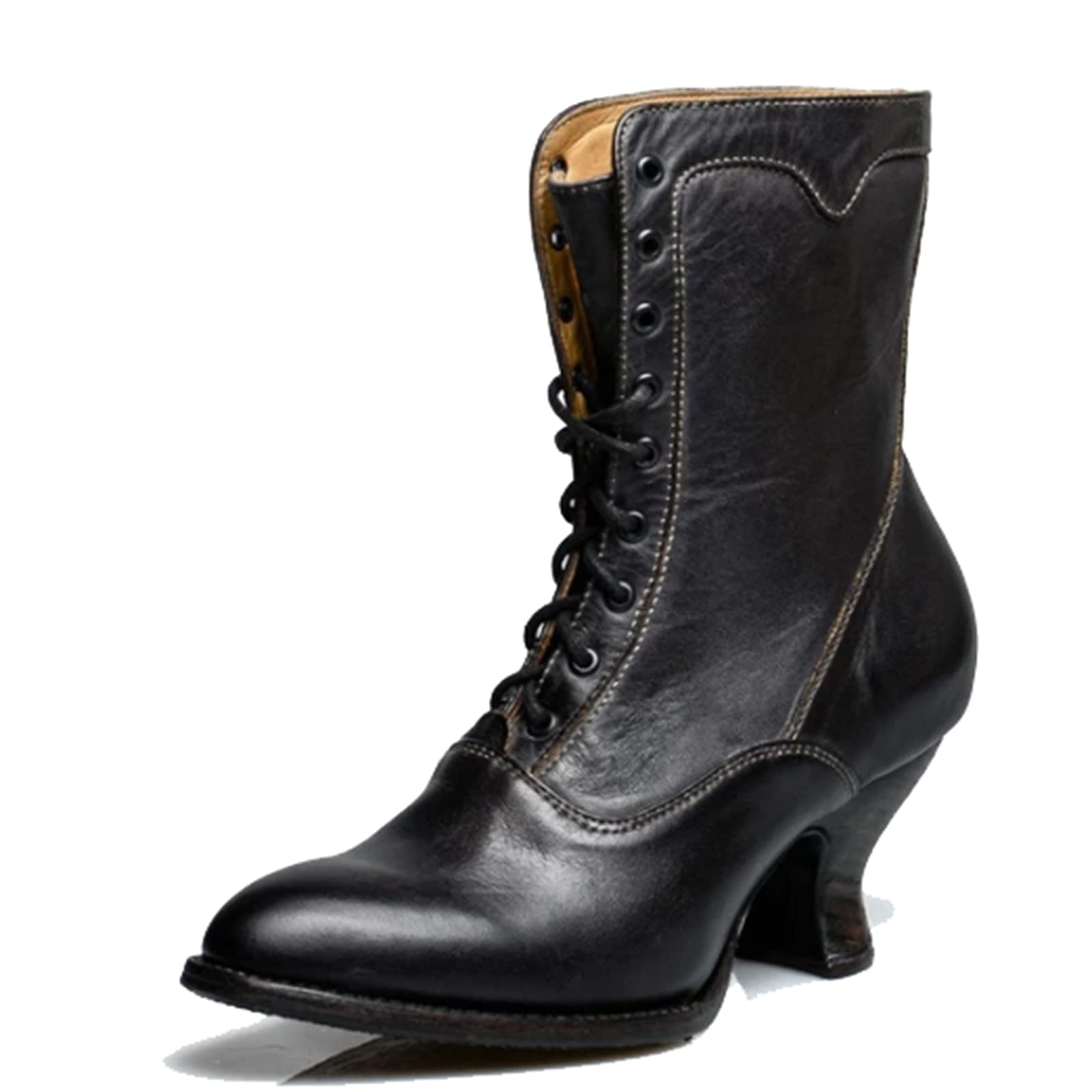 Erocalli Women Wedding Bridal Boots Victorian Boots Renaissance Boots Goth Witch Stuff Boots Lace Up Satin Lace Mid Calf Boot Tango Latin Ballroom Dance Evening Wedding Shoes