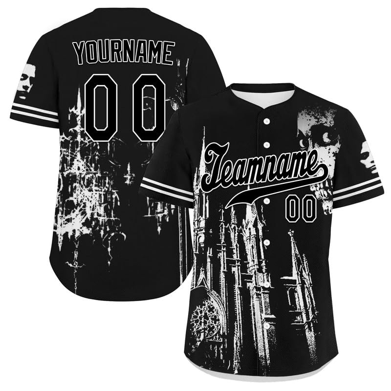 coolcustomize Custom Skull Baseball Jersey for Men Youth Team Gothic Sports Uniform Short Sleeve Softball Shirts with Name/Logo — image 1