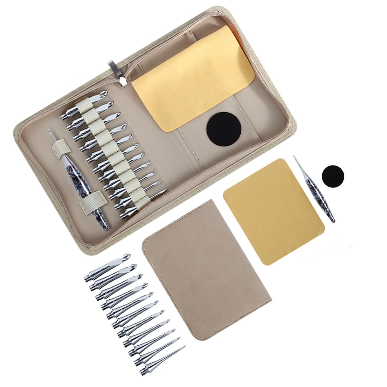 SHYYOULQE Tunezyjski szydełko z 11 wymiennymi końcówkami, 3,5-10 mm, ergonomiczny szydełko do robienia na drutach, sweter, szalik, koc, szydełko, zestaw z etui