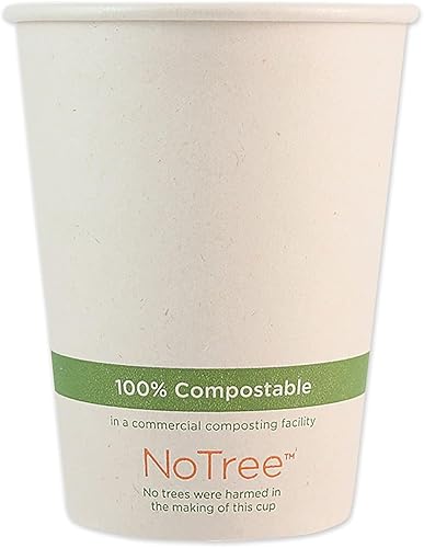 World Centric NoTree Hot Cups de papel, 12 onzas, natural, 1,000/caja (CUSU12)