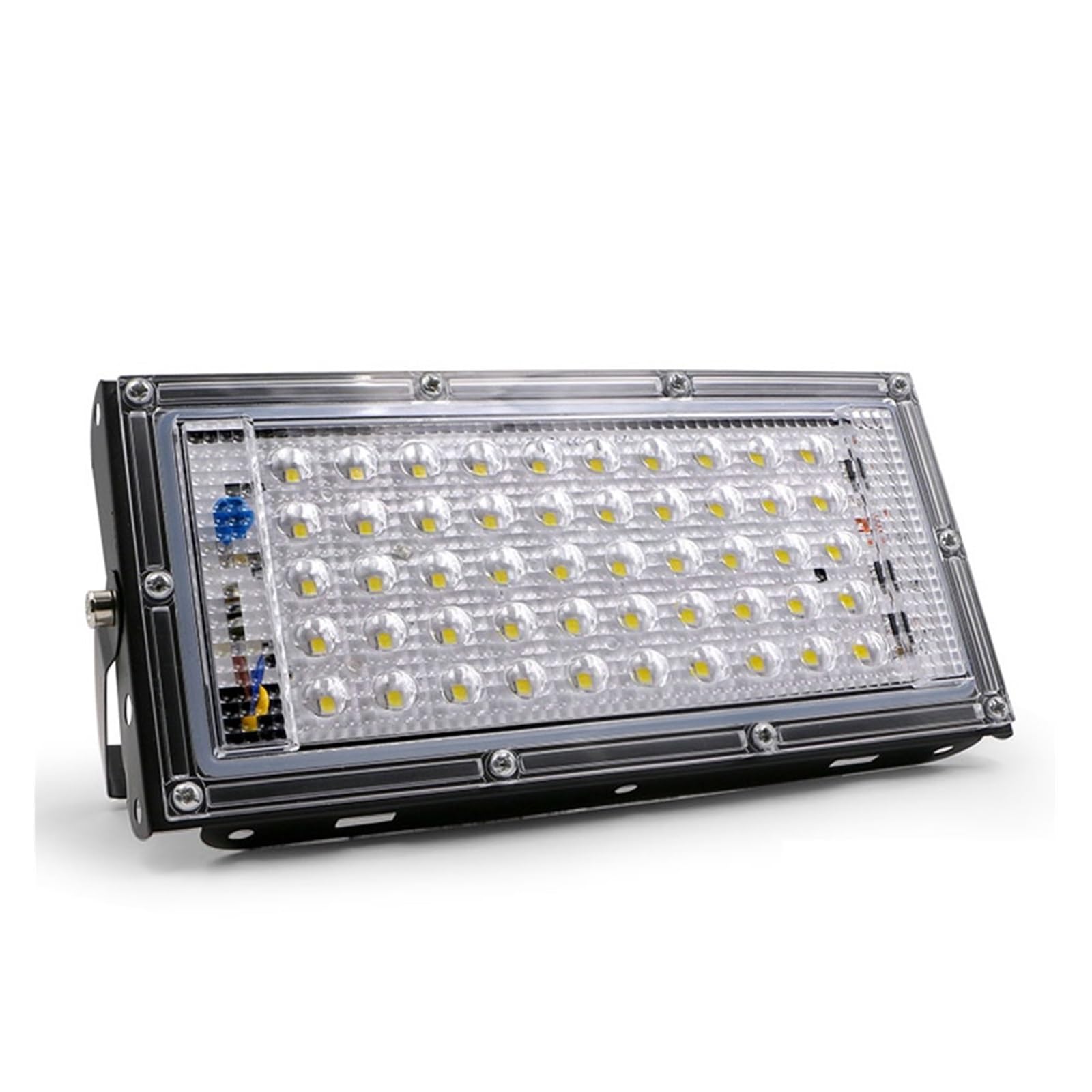 LLOOPK LED Flood Light, 6pcs/lot Waterproof Ip65 LED Flood Light 50W Spotlight Led Reflector Floodlights Outdoor Garden Lighting(Warm Whtie)