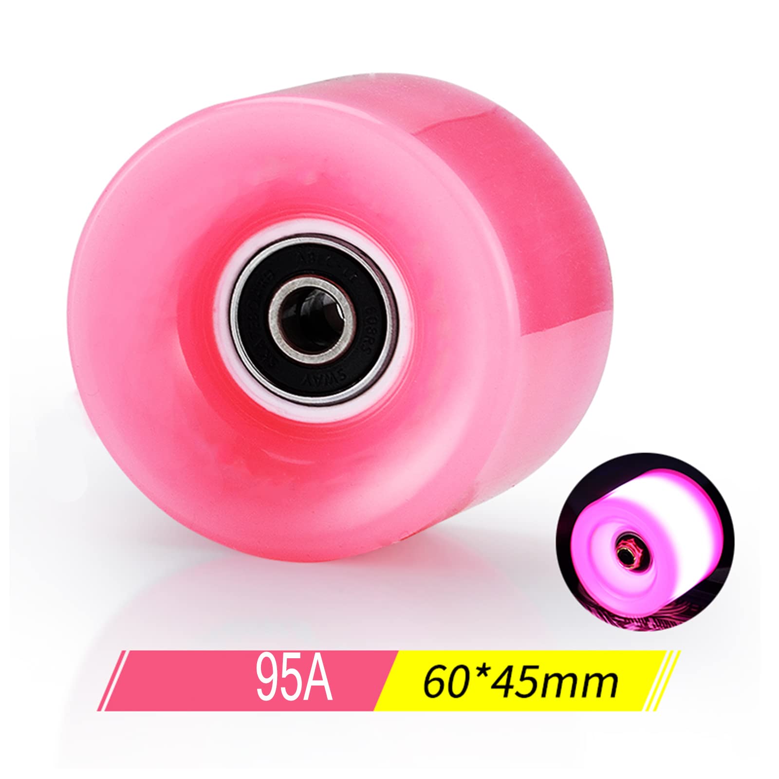 TGHY 60 mm koła longboardowe, świecące kółka do łyżworolek z łożyskami, koła do quada, deskorolki, zestaw 4 szt., 95 A