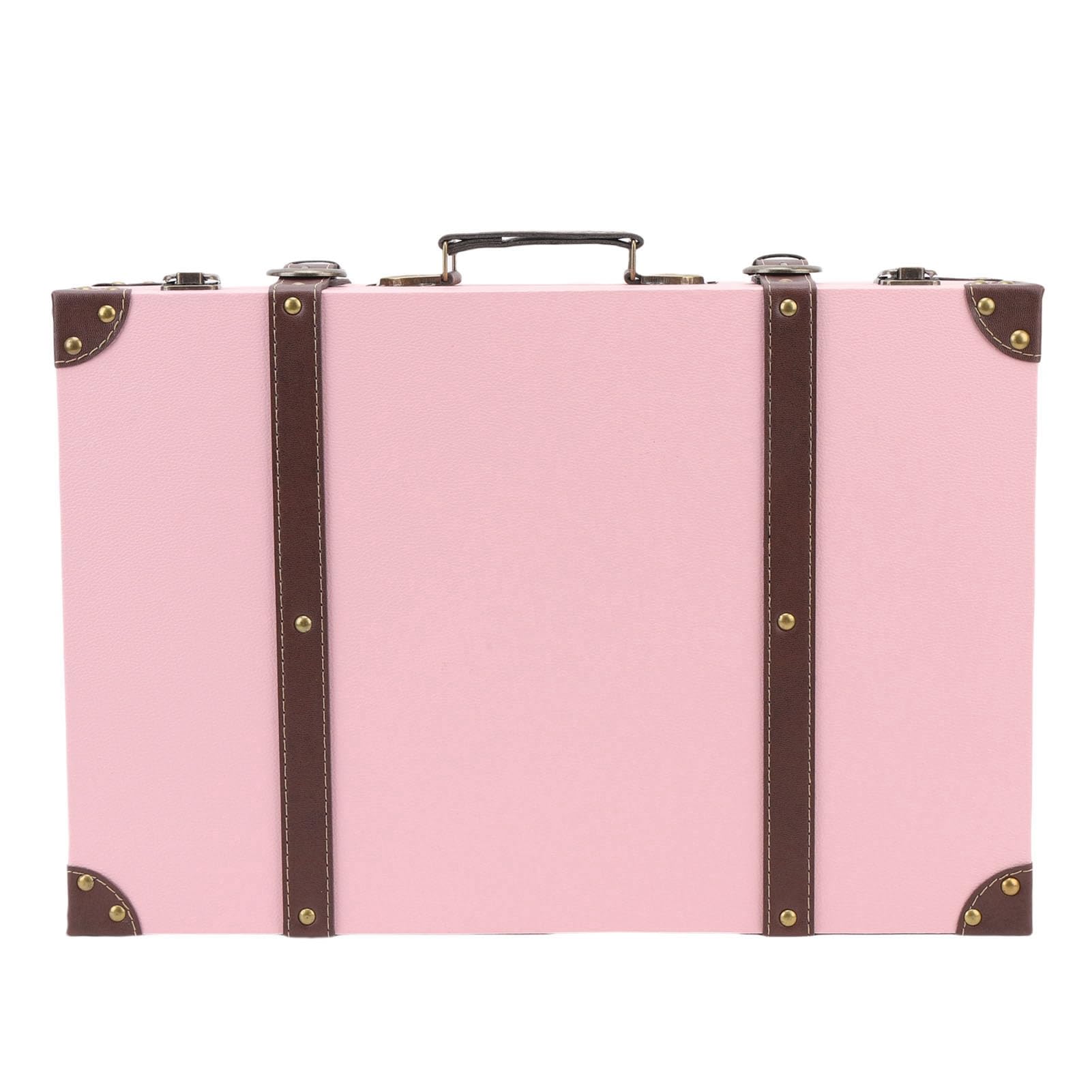 PUSOKEI Stara Walizka Dekoracyjna, Retro Pudełko na Przechowywanie (PINK) | Decorative Storage Suitcase for Travel Theme, Antique Chest for Photography Props, 17.7x11.8x5.9in