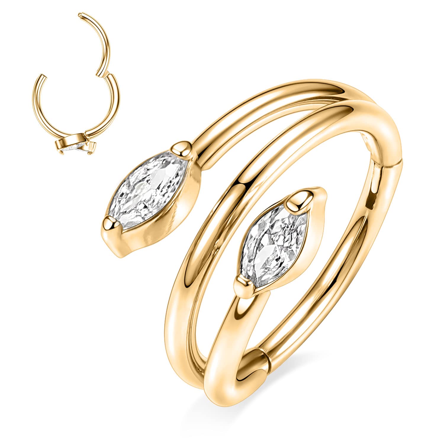 S/S Double Nose Ring Hoop Higned Segment Clicker Ring Helix Earrings Conch Hoop Ring Rook Earring 16G Surgical Steel Cartilage Earrings Conch Piericng Jewelry Septum Lip Lobe Hoop Earrings 8mm 10mm